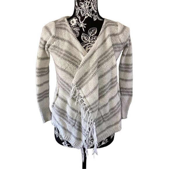 Justice Girls Fringe Cardigan Sweater Boho Bohemian Striped - Picture 1 of 9